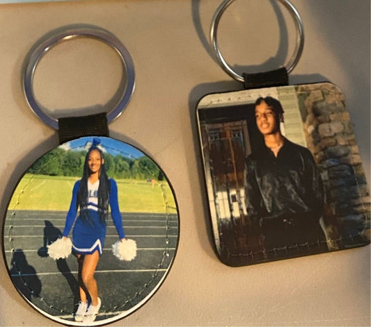 Double Sided Personalized Photo Leather Keychain