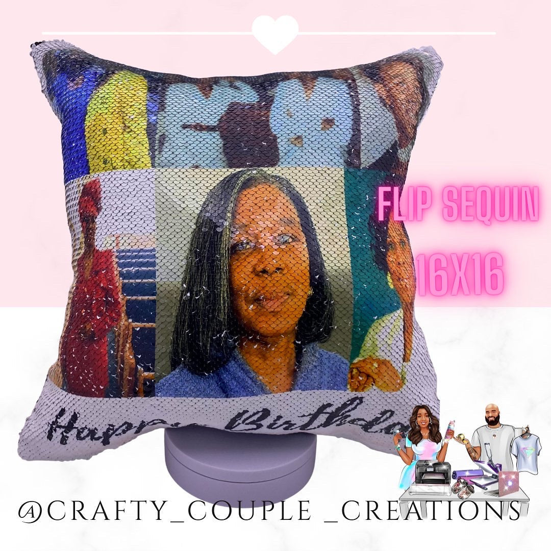 Personalized Photo Flip Sequin Pillow