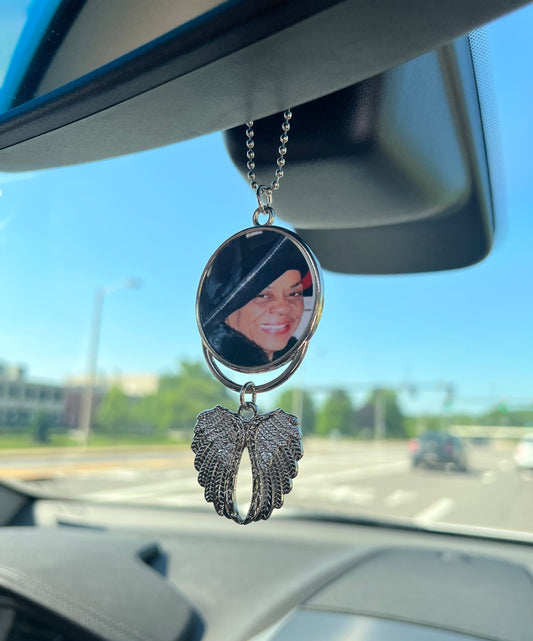 Heavenly Reminders: Angel Wings Double -Sided Photo Car Ornament